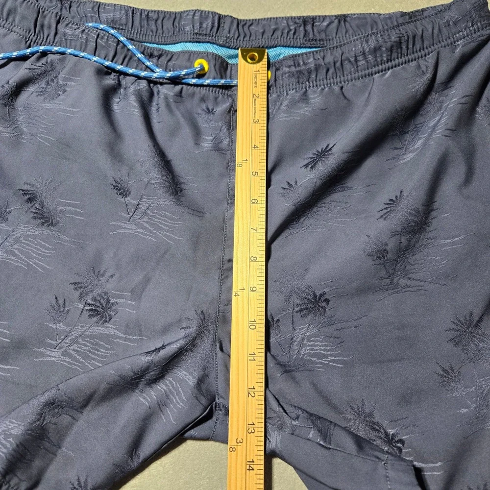 Tommy Bahama Relax Mens L Swim Trunks Navy Blue Jacquard Palm Tree Marlin Logo